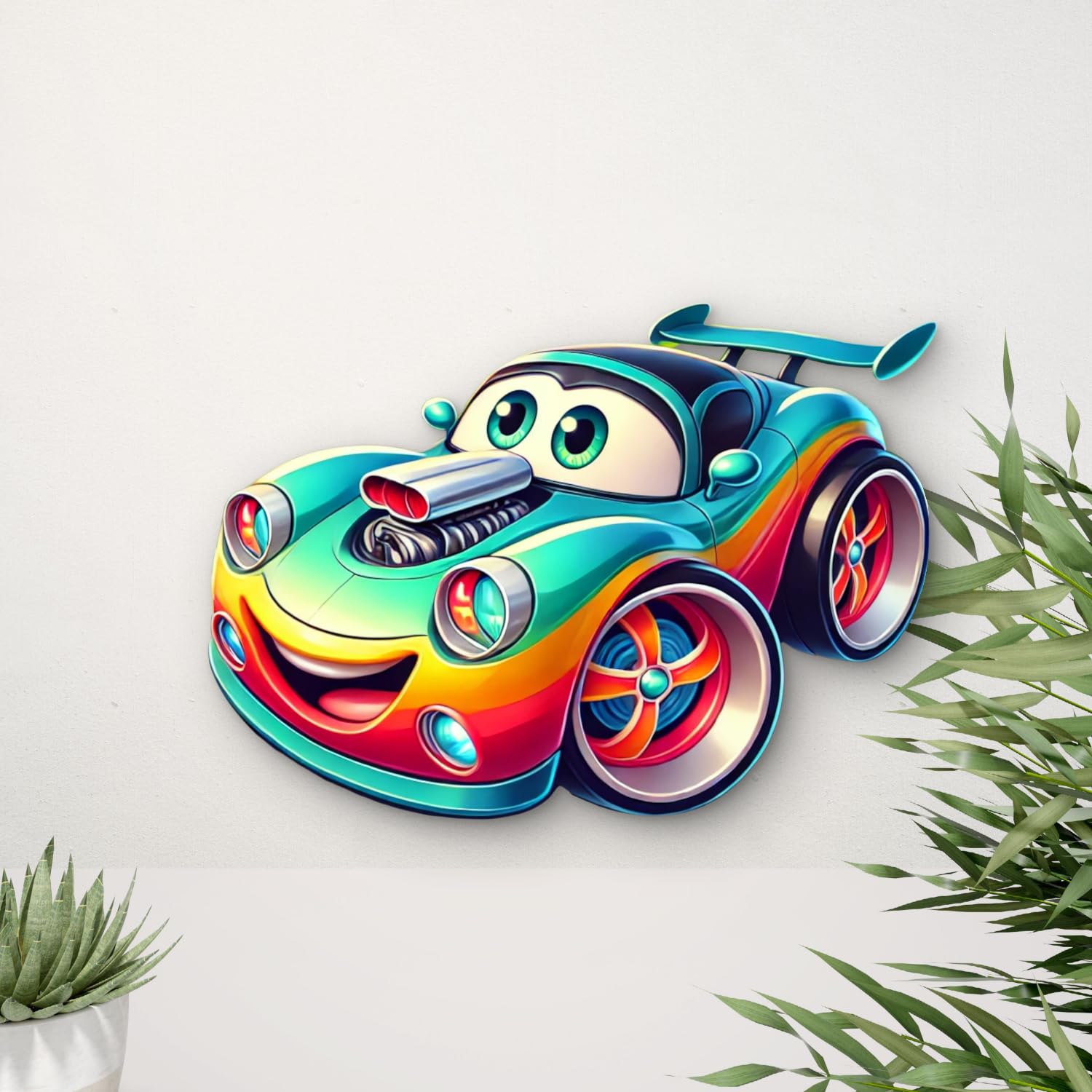 removable 3d mdf cartoon car cutouts for child's room décor