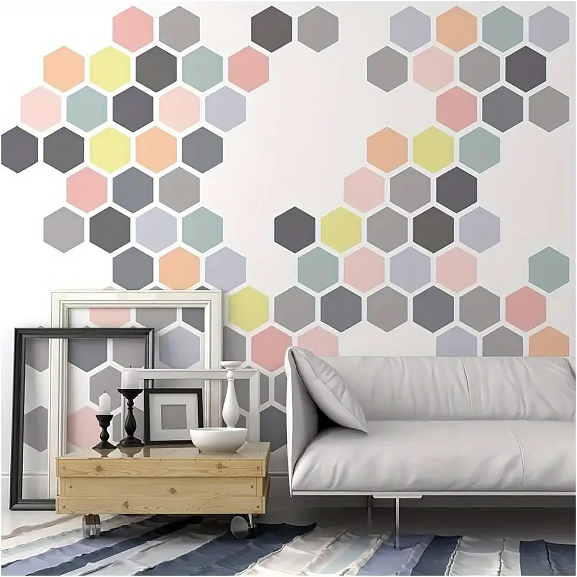 diy hexagon painting stencil templates