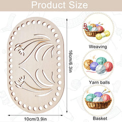 American Elm Oval Crochet Basket Bottom MDF Wood Base for DIY Knitting & Home Decor Craft Supply