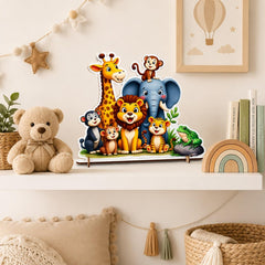 Jungle Animal Tabletop Standee Safari Kids Room Decor Printed Cutout Nursery Shelf Decor Birthday Party