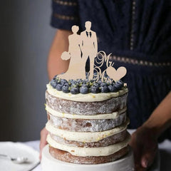 Cliths Wooden Wedding Cake Topper Mr & Mrs Rustic Bride & Groom, MDF Cake Insert for Wedding, Engagement Decor