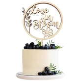 Cliths Wooden "Love in Bloom" Cake Topper Floral Wedding Cake Decor, Rustic Bridal/Baby Shower, MDF Cake Decoration