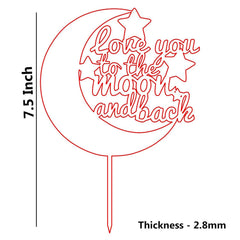 Cliths Wooden "Love You to the Moon" Cake Topper MDF Romantic Decor for Birthdays, Weddings & Eid Elegant Gift