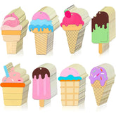 Set of ice cream-themed paper clips on a white background