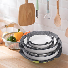 Cliths 36 Pcs Felt Plate Dividers 3 Size Set for Dish Stacking Scratch-Free Plate Protectors Gray Felt Pads for Dinnerware Storage