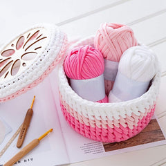Cliths 3 Pcs Circular Wooden Basket Base Crochet Knitting Bag Bottom for Yarn Storage, DIY Craft Supplies MDF with Holes