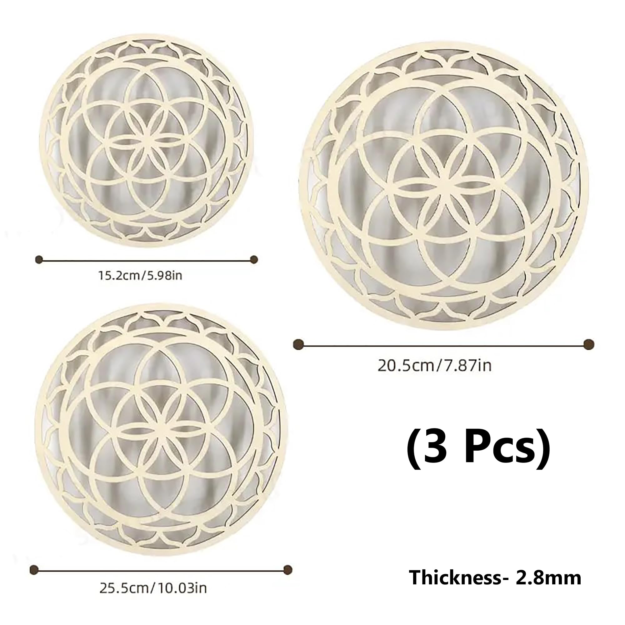 wooden sacred geometry wall art for yoga studio