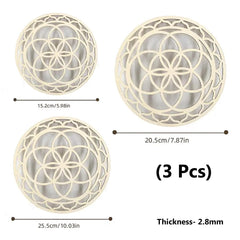 wooden sacred geometry wall art for yoga studio