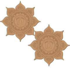 Cliths Pack of 2 Lakshmi Ji Footprint Mandala MDF Cutouts Painting for Diwali Decor Hindu Pooja