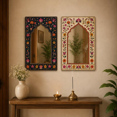 American Elm Pack of 2 Jharokha Mirror Wall Decor for Home Decor Living Room