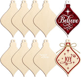 American Elm 10 Pcs Unfinished Wood Bulb Ornaments DIY Craft Kit Christmas Decor Paintable Blanks