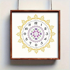 Cliths 4 Pcs Clock Border Stencil Template for Painting Reusable Plastic Brocade Design for Wall Fabric Furniture Wood Canvas DIY Craft and Home Decoration