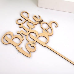 Cliths Wooden Bride Cake Topper Elegant Bridal Shower Cake Decor, Wedding, MDF "Bride" Sign for Wedding Parties