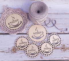 Cliths Pack of 3 Wooden Crochet Bases Round Basket Bottoms with Holes for DIY Coasters Trivets Basket Making MDF Craft Supplies