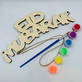Cliths Eid Mubarak Wooden Banner Kit DIY Ramadan Decoration Islamic Party Decor Paintable Home & Gift
