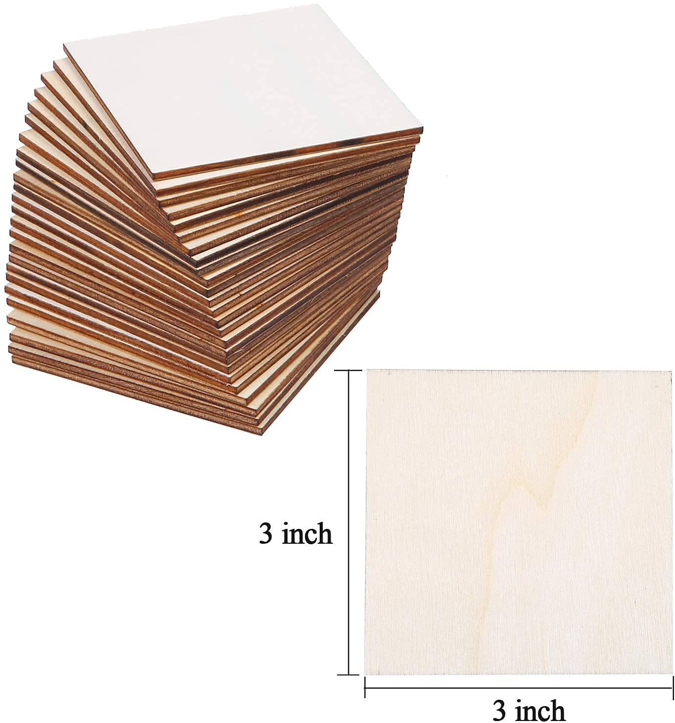 Stack of wooden boards with dimensions indicated on a white background
