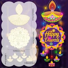Decorative Diwali wall stickers with measurements on a dark background