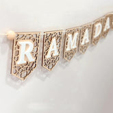 Cliths Ramadan Banner Geometric Acrylic & Wood Decor Boho Layered Festive Decoration for Wall Door Home