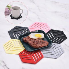American Elm Hexagon Felt Coasters 12 Pcs Dark Grey Heat Resistant Drink Coasters for Cups, Pots, Bowls Felt Pads