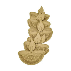 Cliths 12 Pcs Wooden Diya Cutouts for Diwali Decoration DIY Craft MDF Rangoli Art Pieces for Home Decor Easy to Paint Pre Marked Design