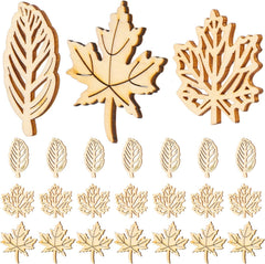 Cliths 20 Pcs Maple Leaf Wood Cutouts Hollow Out DIY Craft Shapes for Fall Decor, MDF Wood Slices Unfinished Ornaments