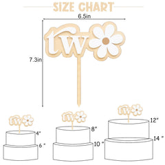 American Elm Wooden Daisy Cake Topper Set of 2 MDF Flower for 2nd Birthday, Baby Shower, Boho Party