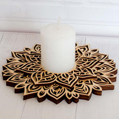 Cliths 3 Layer Mandala Tea Light Candle Holder MDF Diwali Decor Festive Centerpiece for Home