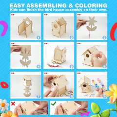 American Elm 2 Pack DIY Birdhouse Wind Chime Kit-Wooden Crafts Arts for Kids to Build and Paint,Craft Kits