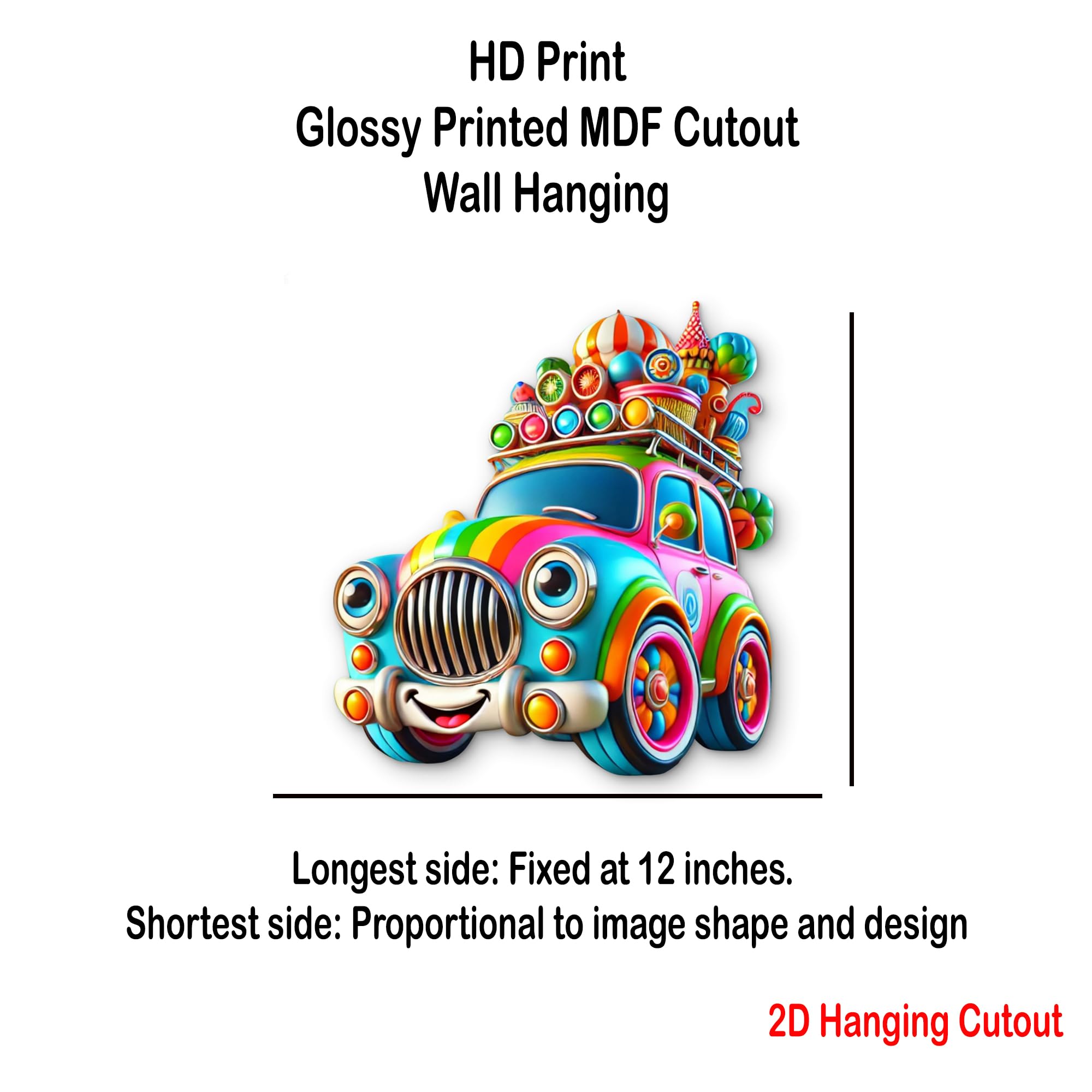 colorful cartoon kids 3d car mdf wall decor for playroom
