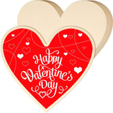 Heart-shaped wooden sign with 'Happy Valentine's Day' text on a red background