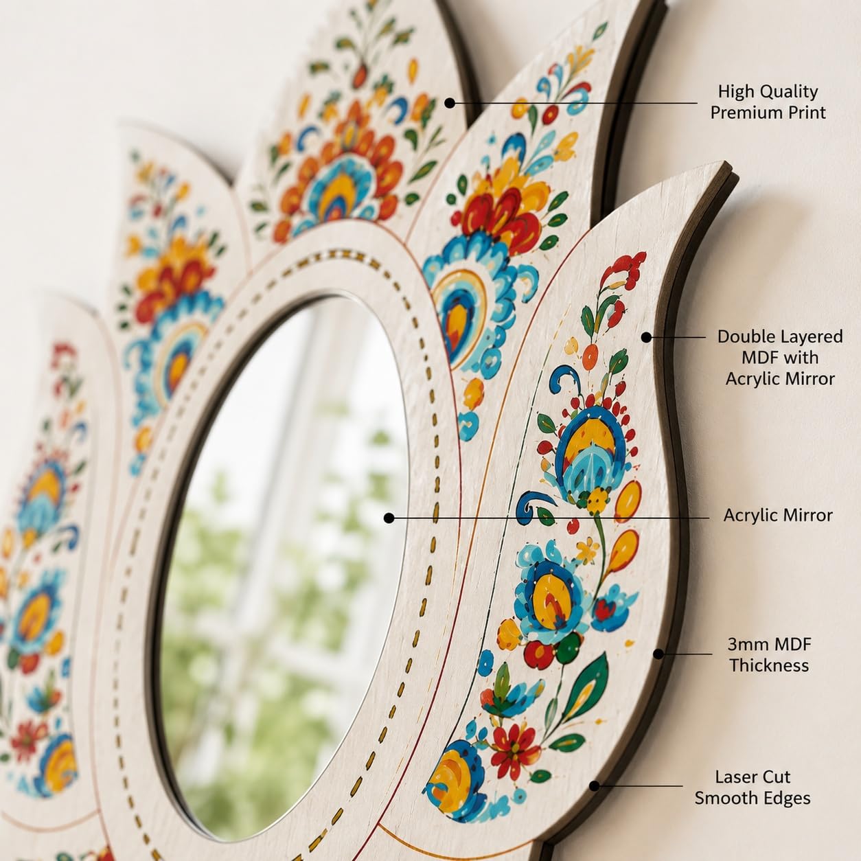 pooja room lotus mirror decoration