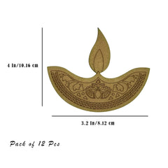 Cliths Pack of 12 Pre Marked Diya Cutouts for Diwali Decoration Easy to Colour and Paint DIY Craft Art and Craft Supplies (With Hole/Without hole)
