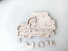 Cliths Wooden 3 Layer Car Puzzle Cutout for Kids DIY Paintable Vehicle Learning Toy Educational Craft Board for Coloring & Activities