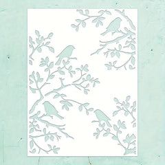 decorative avian and botanical stencil for fabric painting