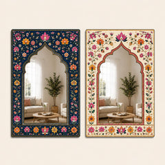 American Elm Pack of 2 Jharokha Mirror Wall Decor for Home Decor Living Room
