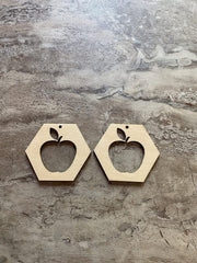 Cliths 10 Pcs Hexa Apple Wood Earring Blanks Unfinished MDF Pendants for DIY Jewelry Making