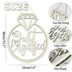 rustic wooden "just engaged" sign for party décor