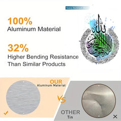 Comparison of aluminum material with other tin, highlighting 100% aluminum content and higher bending resistance.