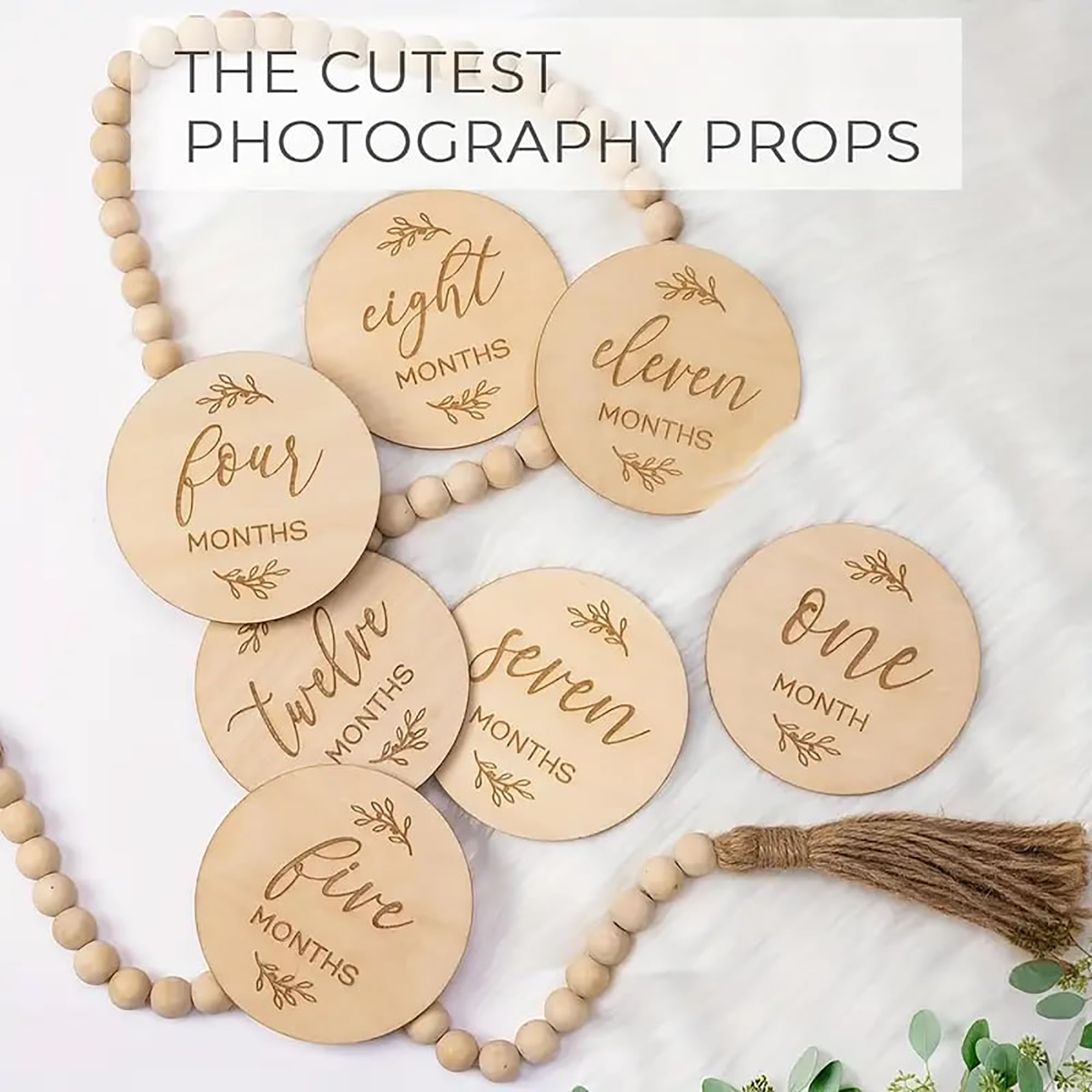 Engraved timber baby growth markers for newborn photography