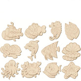 ocean theme diy painting set beach party favor decor ideas fish shaped wooden cutouts mdf