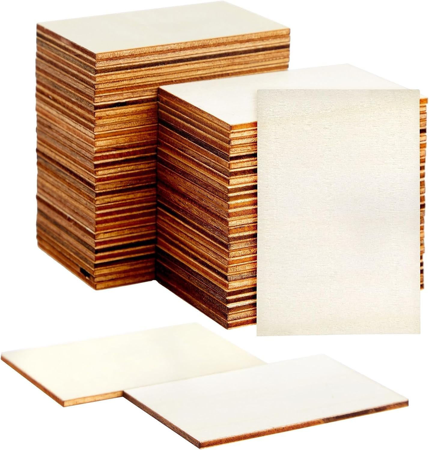 Stack of wooden boards with a white background