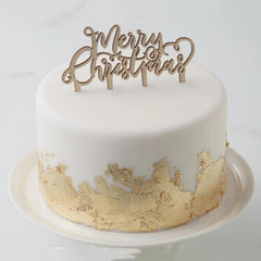 Cliths Pack of 2 Wooden Merry Christmas Cake Toppers MDF Dual Holiday Decor for Xmas & New Year's