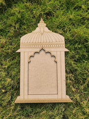 American Elm Pack of 2 MDF Craft Jharokha - 12X8 Inch Wooden Jharokha Cutout - Jharokha Wall Decor (2 Layer 3+3mm Thickness)
