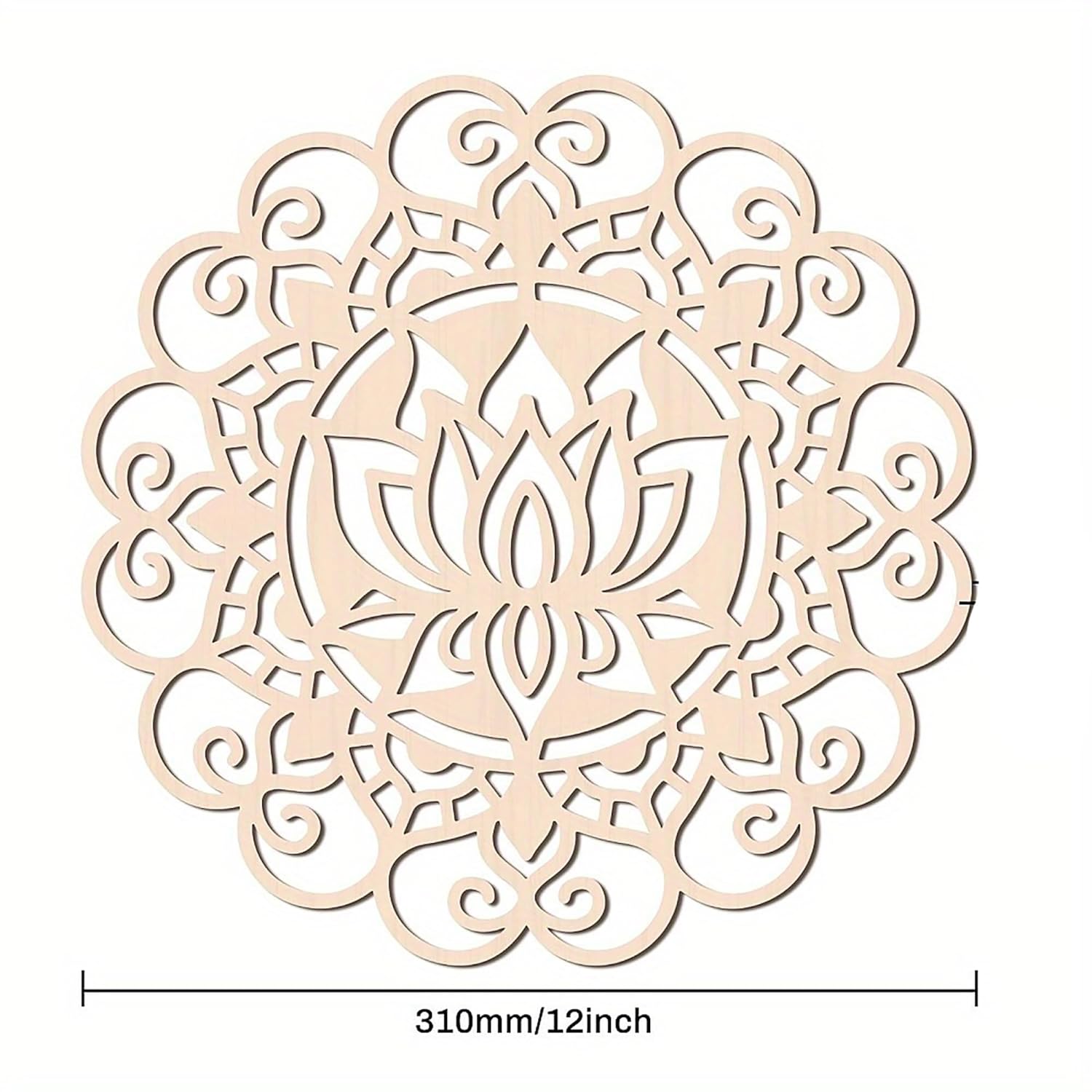 Decorative wooden cutout with intricate patterns on a white background