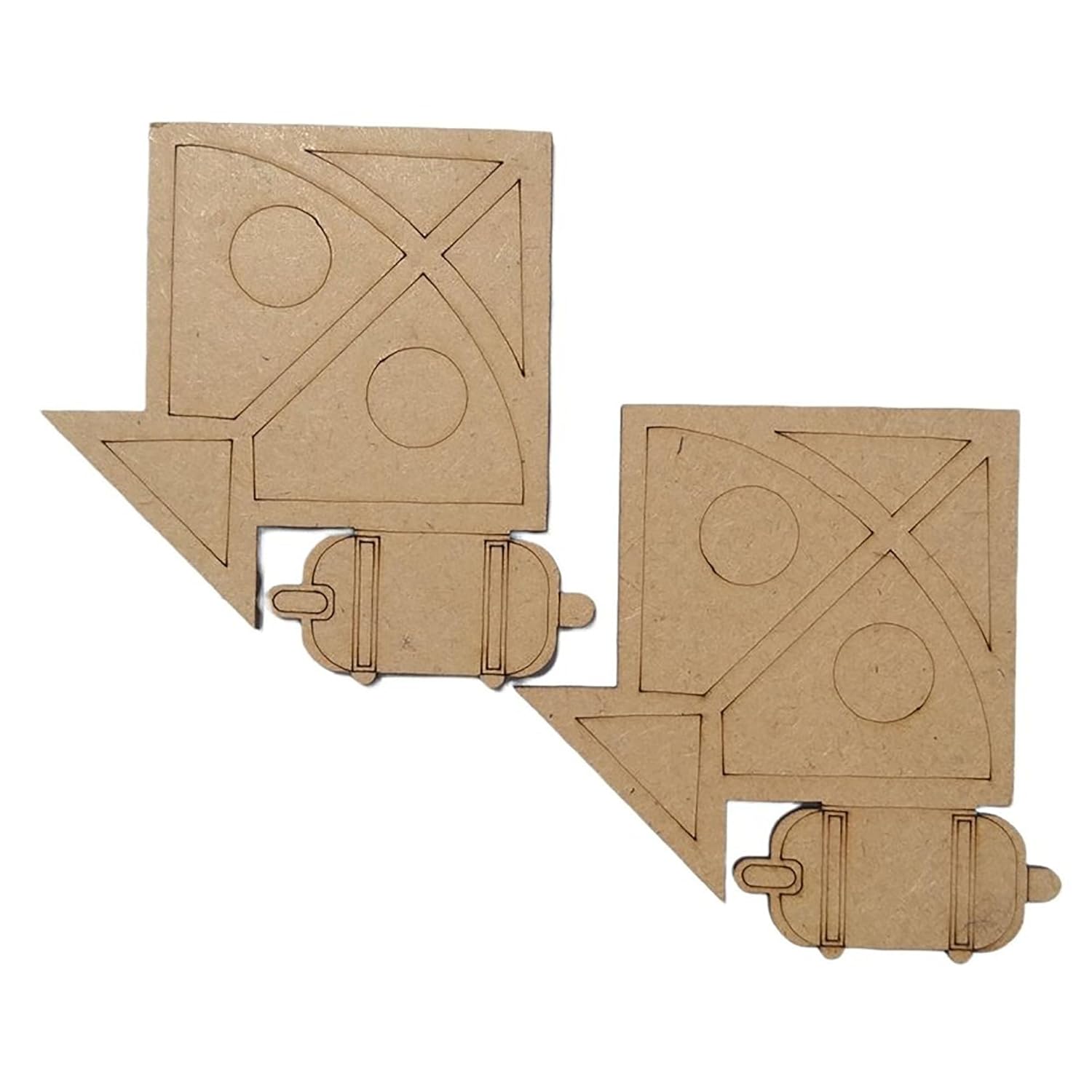 Two cardboard bird shapes on a white background