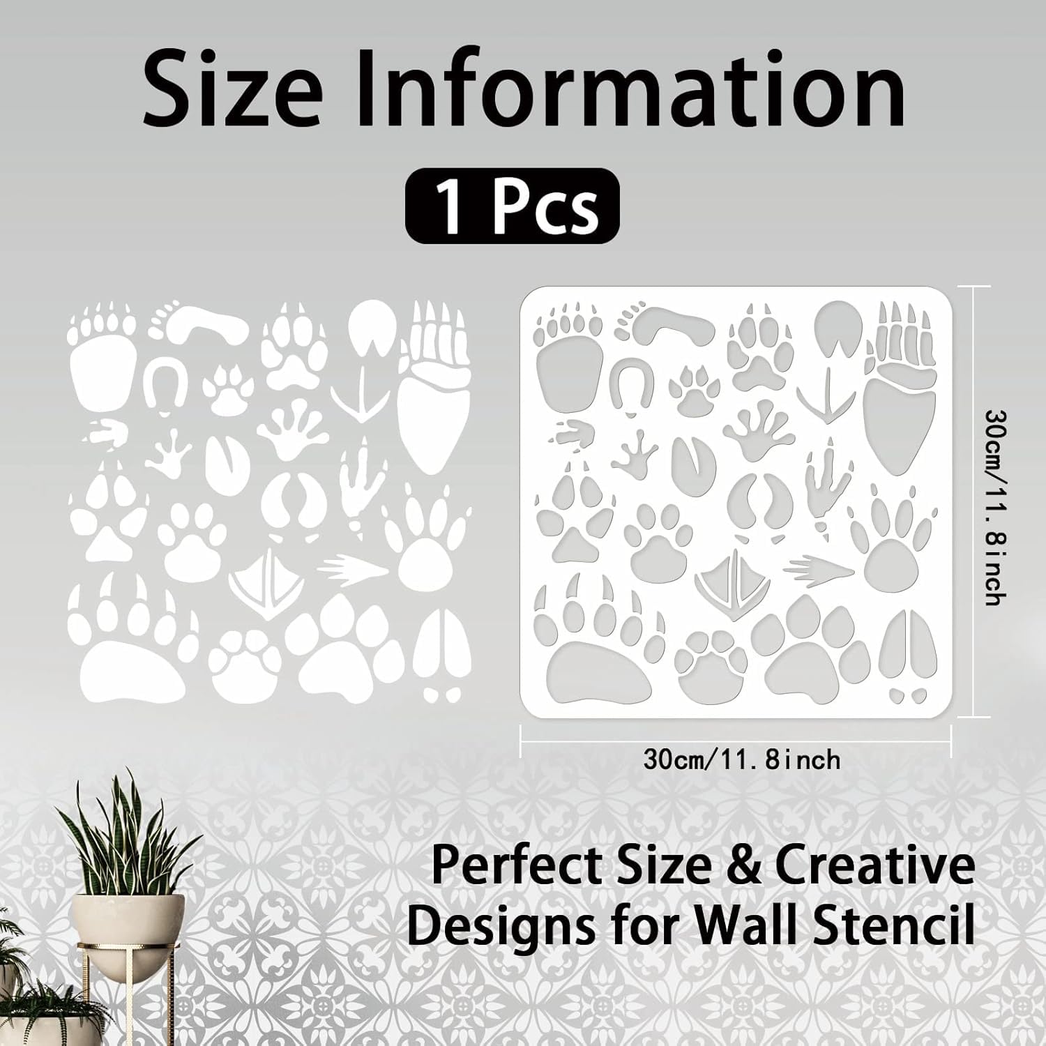 dog paw print reusable wall stencil