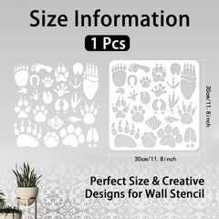 dog paw print reusable wall stencil