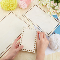 American Elm 3 Piece Rectangle Basket Bottom Set Wooden MDF Bases for Crochet & Knitting Bags