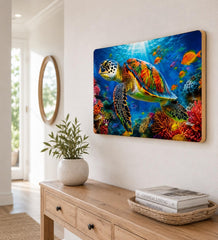 American Elm Ocean Sea Turtle Wall Art for Home Decor Living Room Bedroom Office Underwater Coral Reef Wall Painting