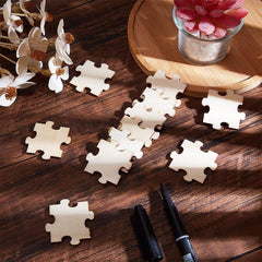 Cliths Set of 100 Blank Wooden Jigsaw Puzzles Square Pieces for DIY Crafts Interlocking Craft Puzzles